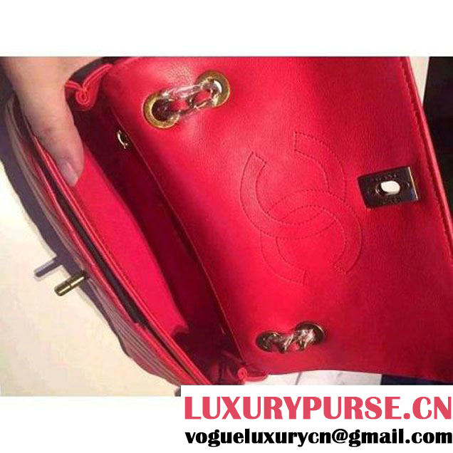 Chanel Small Lambskin Flap Bag A93229 Red Pre-S/S 2016 (2A057-6051320 )