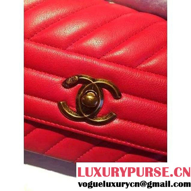 Chanel Small Lambskin Flap Bag A93229 Red Pre-S/S 2016 (2A057-6051320 )