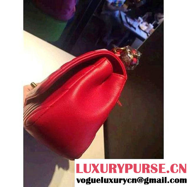 Chanel Small Lambskin Flap Bag A93229 Red Pre-S/S 2016 (2A057-6051320 )