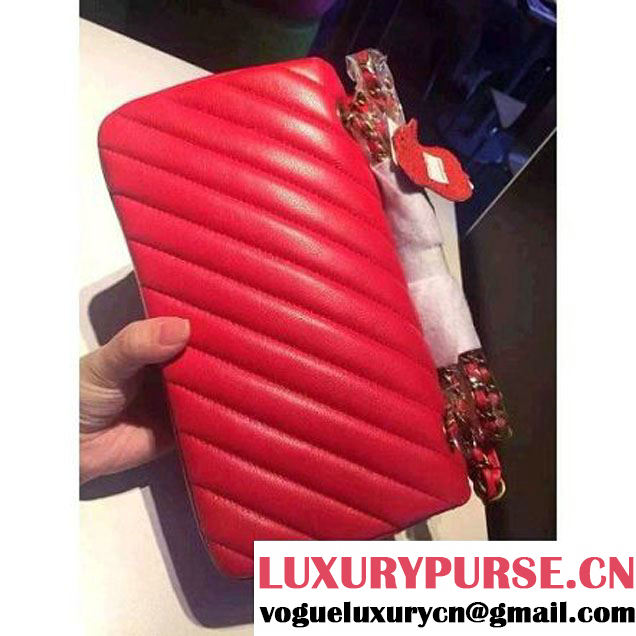 Chanel Small Lambskin Flap Bag A93229 Red Pre-S/S 2016 (2A057-6051320 )