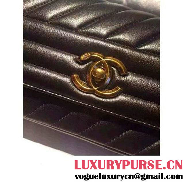 Chanel Small Lambskin Flap Bag A93229 Black Pre-S/S 2016 (2A057-6051321 )