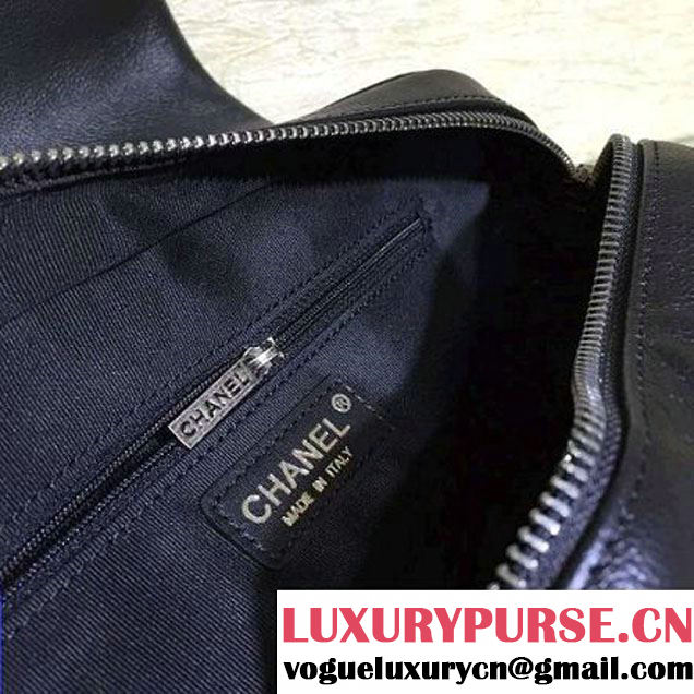 Chanel Medium Metallic Grained Calfskin Flap Bag A93999 Black S/S 2016 (2A143-6052324 )