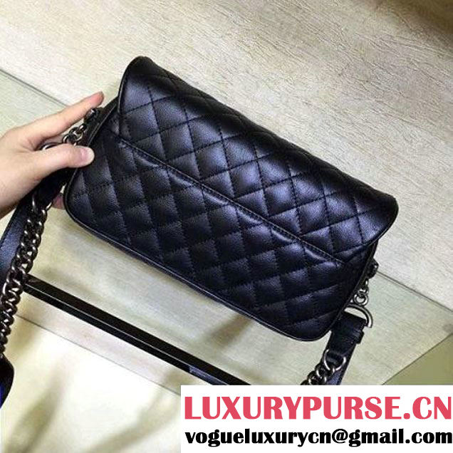 Chanel Medium Metallic Grained Calfskin Flap Bag A93999 Black S/S 2016 (2A143-6052324 )
