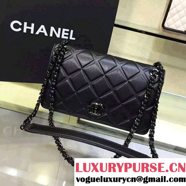 Chanel Medium Lambskin Diamond Quilting Flap Bag Black 2016 (2a143-6052736 )