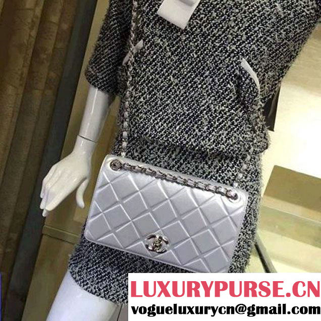 Chanel Medium Lambskin Diamond Quilting Flap Bag Silver-Grey 2016 (2a143-6052738 )