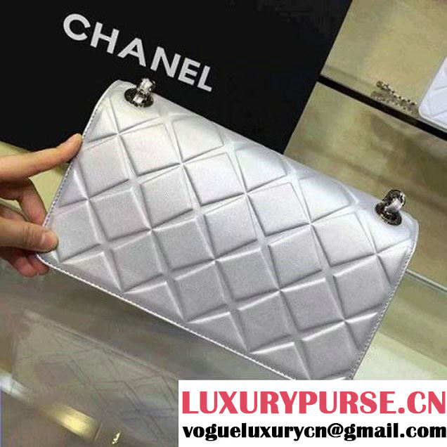 Chanel Medium Lambskin Diamond Quilting Flap Bag Silver-Grey 2016 (2a143-6052738 )