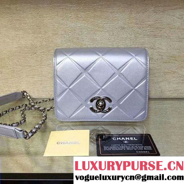 Chanel Small Lambskin Diamond Quilting Flap Bag Silver-Grey 2016 (2a143-6052741 )