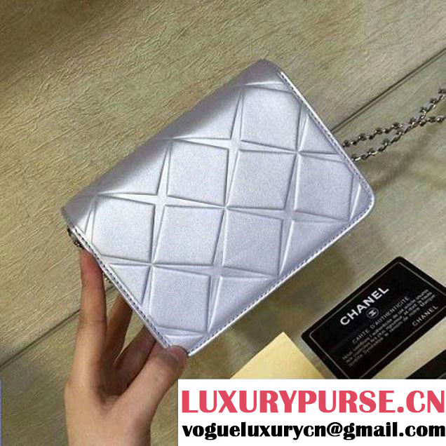 Chanel Small Lambskin Diamond Quilting Flap Bag Silver-Grey 2016 (2a143-6052741 )