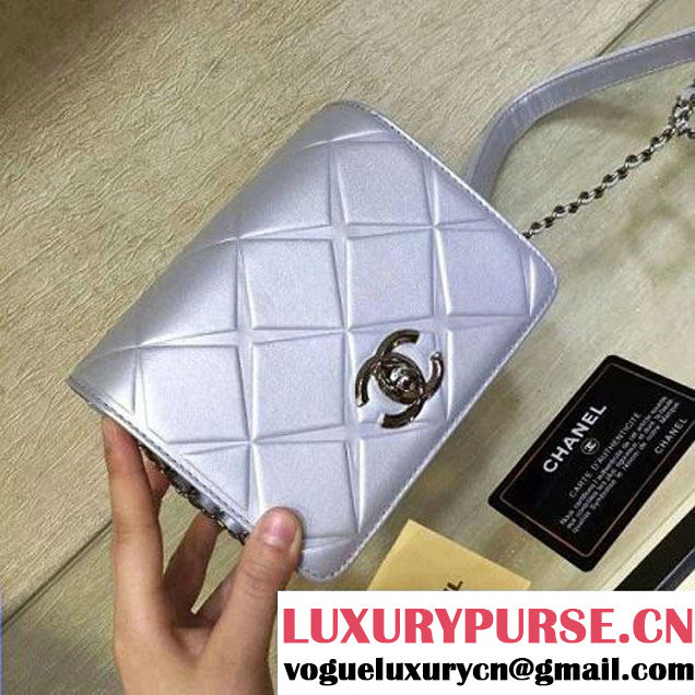 Chanel Small Lambskin Diamond Quilting Flap Bag Silver-Grey 2016 (2a143-6052741 )