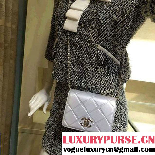 Chanel Small Lambskin Diamond Quilting Flap Bag Silver-Grey 2016 (2a143-6052741 )