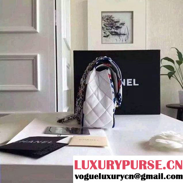 Chanel Medium Printed Lambskin Classic Flap Bag A01112 White S/S 2016 (FTH-6052749 )