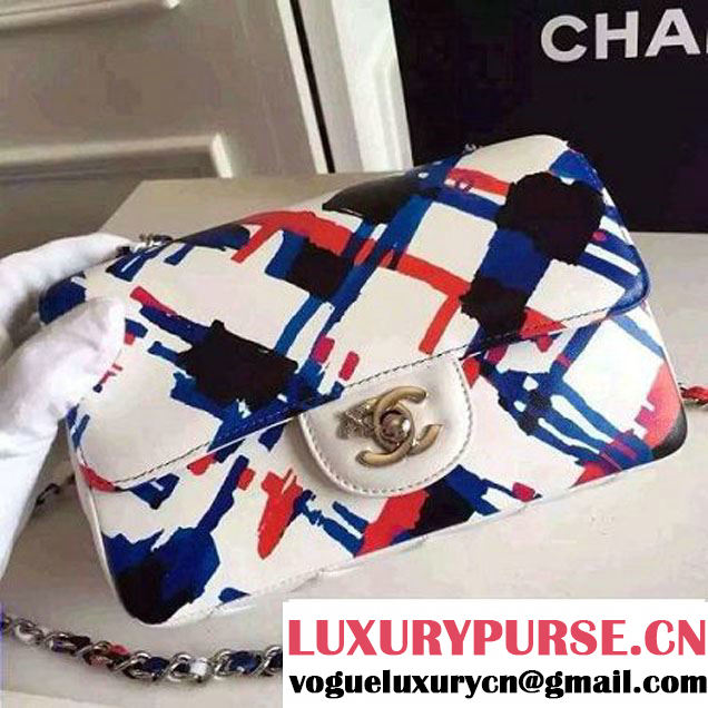 Chanel Small Printed Lambskin Classic Flap Bag White S/S 2016 (FTH-6052751 )