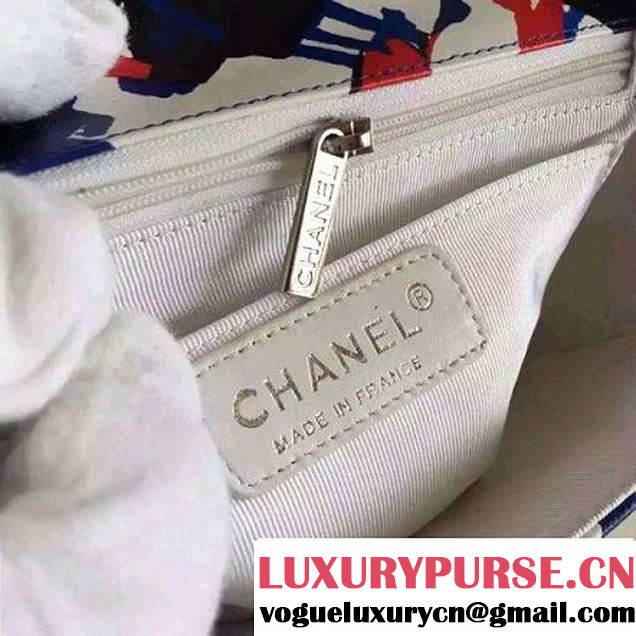 Chanel Small Printed Lambskin Classic Flap Bag White S/S 2016 (FTH-6052751 )