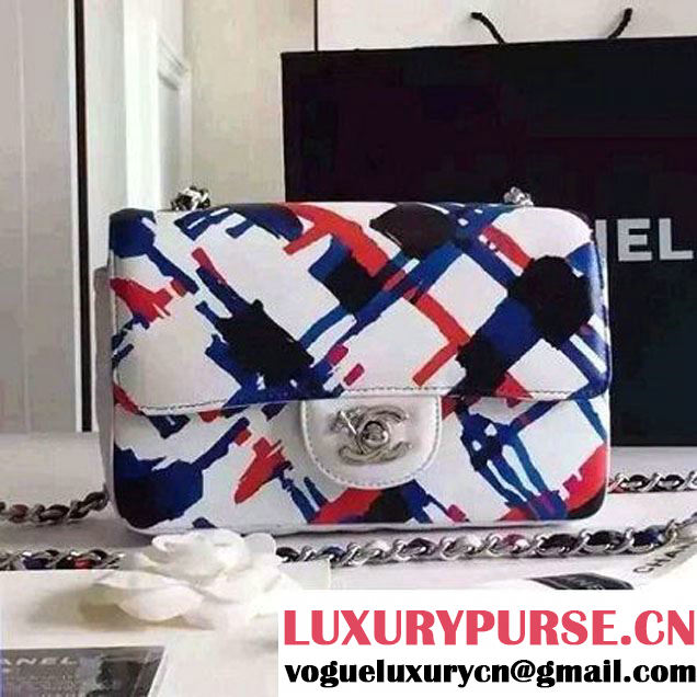 Chanel Small Printed Lambskin Classic Flap Bag White S/S 2016 (FTH-6052751 )