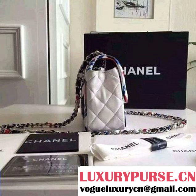 Chanel Small Printed Lambskin Classic Flap Bag White S/S 2016 (FTH-6052751 )