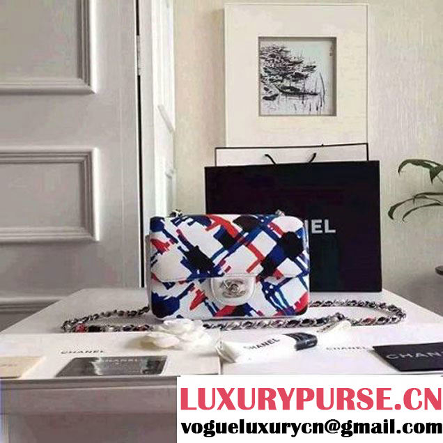 Chanel Small Printed Lambskin Classic Flap Bag White S/S 2016 (FTH-6052751 )