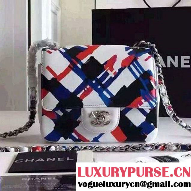 Chanel Mini Printed Lambskin Classic Flap Bag White S/S 2016 (FTH-6052750 )