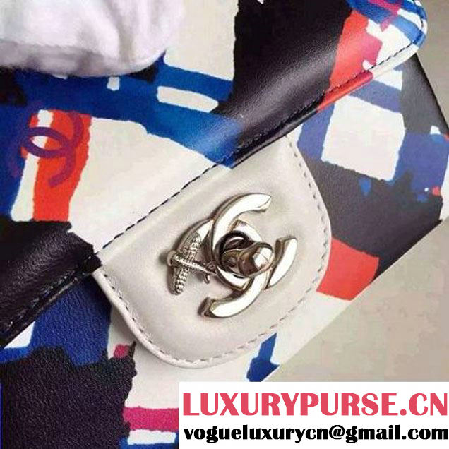 Chanel Mini Printed Lambskin Classic Flap Bag White S/S 2016 (FTH-6052750 )