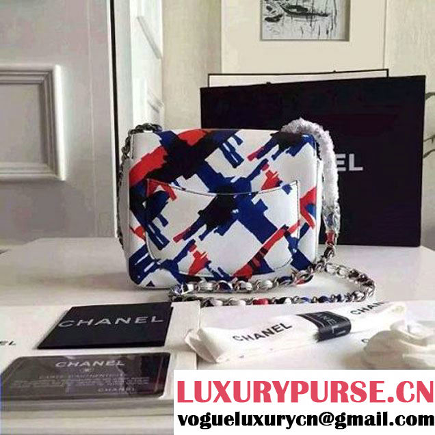 Chanel Mini Printed Lambskin Classic Flap Bag White S/S 2016 (FTH-6052750 )