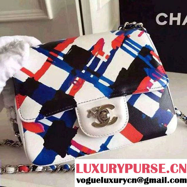 Chanel Mini Printed Lambskin Classic Flap Bag White S/S 2016 (FTH-6052750 )