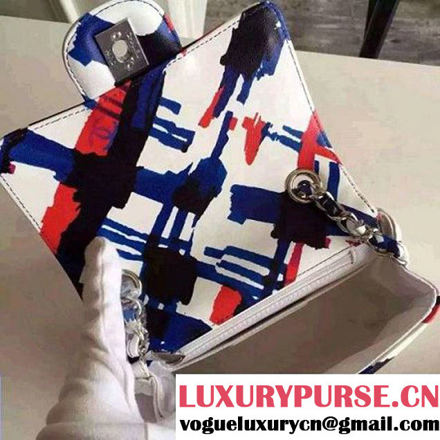 Chanel Mini Printed Lambskin Classic Flap Bag White S/S 2016 (FTH-6052750 )