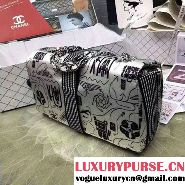 Chanel Large Coco Cocoon Quilted Fabric Flap Bag Silver/Grey 2016 (2a057-6060444 )