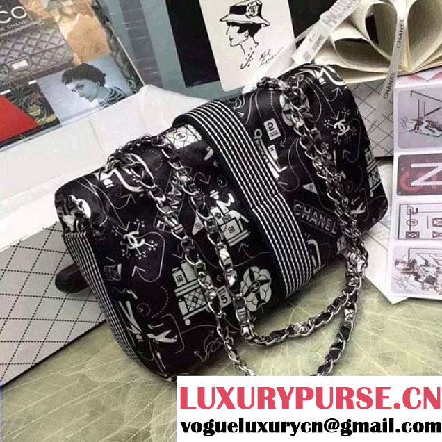 Chanel Large Coco Cocoon Quilted Fabric Flap Bag Black 2016 (2a057-6060445 )