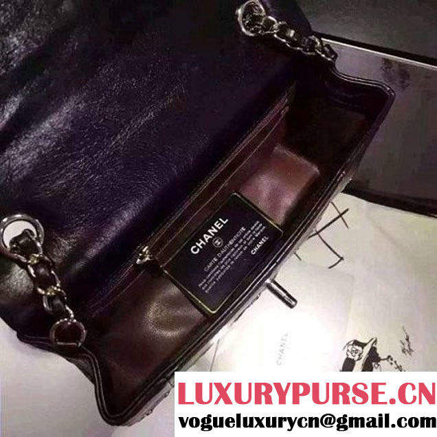 Chanel Wax Calfskin Flap Bag Embellised With Grommet Black 2016 (1A145-6061201 )