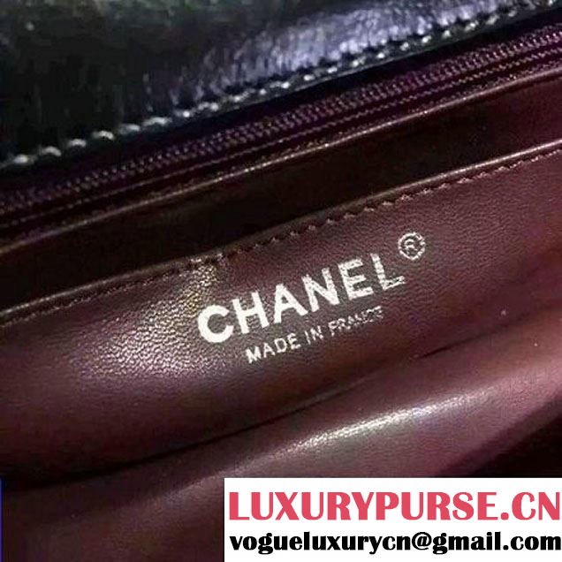 Chanel Wax Calfskin Flap Bag Embellised With Grommet Black 2016 (1A145-6061201 )
