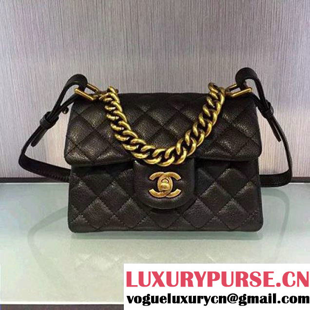 Chanel A93442 Small Sheepskin Trapezio Flap Bag With Handle Black Paris 2016 (2A143-6062101 )