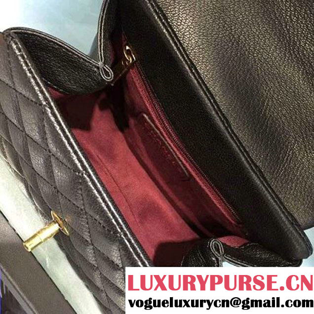 Chanel A93442 Small Sheepskin Trapezio Flap Bag With Handle Black Paris 2016 (2A143-6062101 )