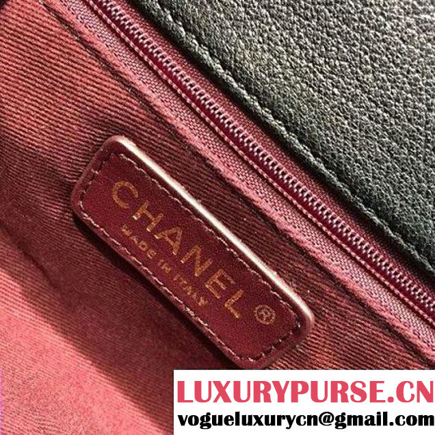 Chanel A93442 Small Sheepskin Trapezio Flap Bag With Handle Black Paris 2016 (2A143-6062101 )