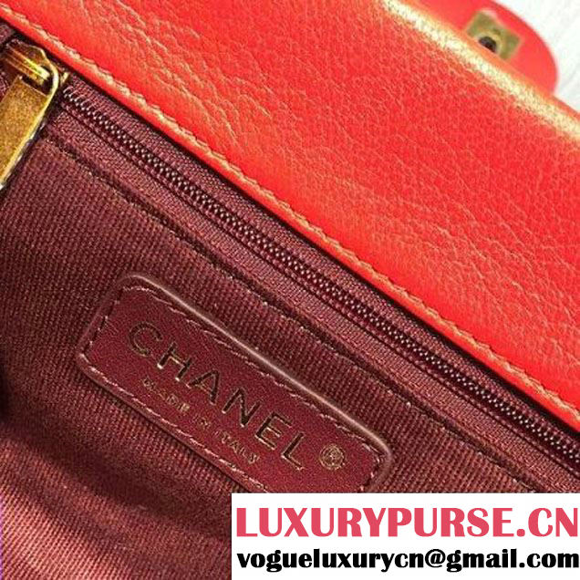 Chanel A93442 Small Sheepskin Trapezio Flap Bag With Handle Red Paris 2016 (2A143-6062102 )