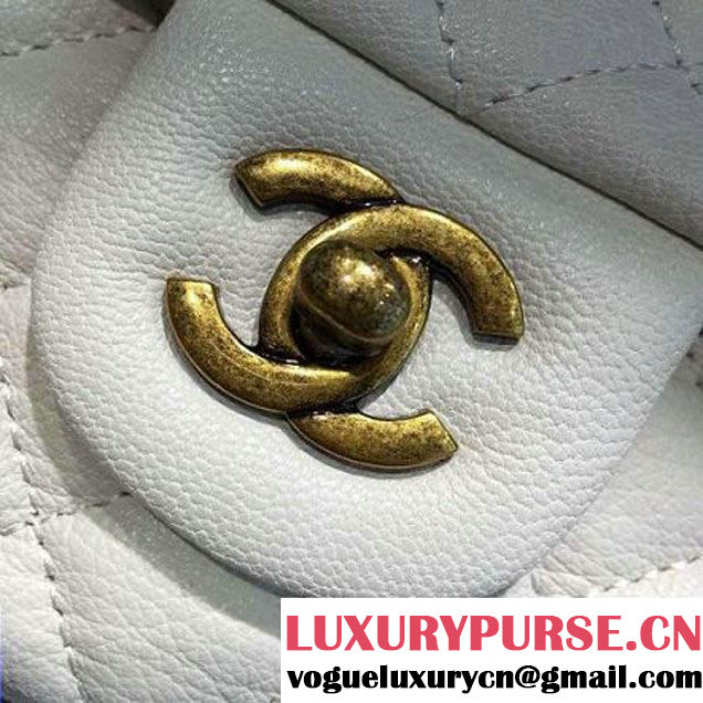 Chanel A93442 Small Sheepskin Trapezio Flap Bag With Handle White Paris 2016 (2A143-6062103 )