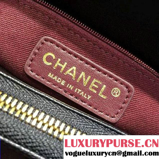 Chanel Sheepskin Medium Trapezio Flap Bag With Handle Black Paris 2016 (2A143-6062104 )