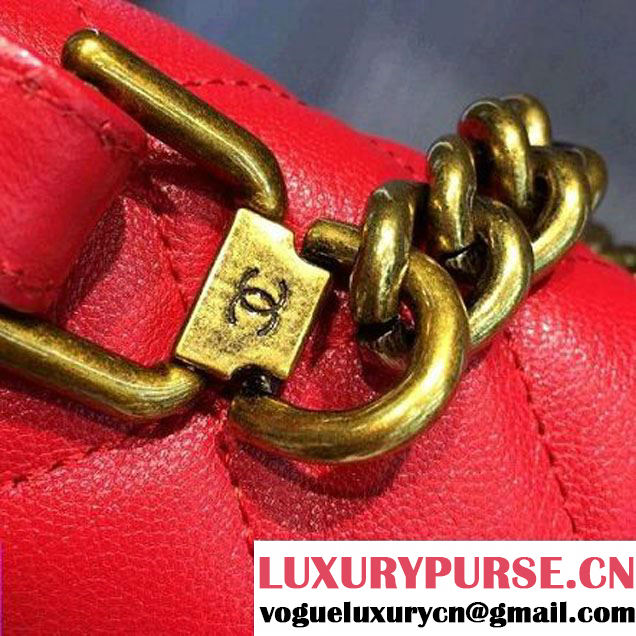 Chanel Sheepskin Medium Trapezio Flap Bag With Handle Red Paris 2016 (2A143-6062105 )