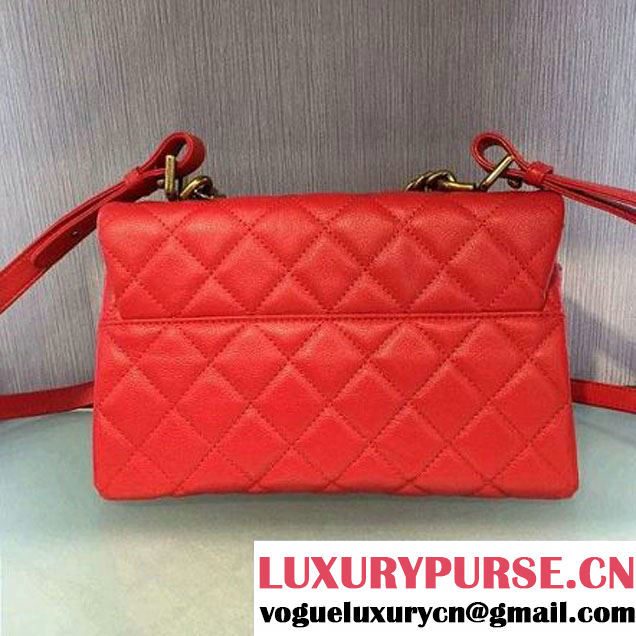 Chanel Sheepskin Medium Trapezio Flap Bag With Handle Red Paris 2016 (2A143-6062105 )