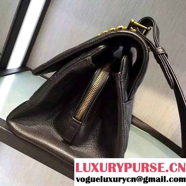 Chanel A93443 Sheepskin Large Trapezio Flap Bag With Handle Black Paris 2016 (2A143-6062107 )