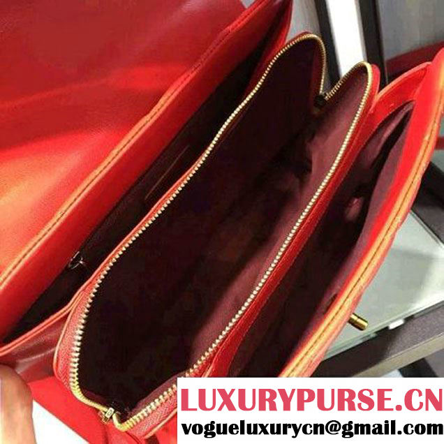 Chanel A93443 Sheepskin Large Trapezio Flap Bag With Handle Red Paris 2016 (2A143-6062108 )