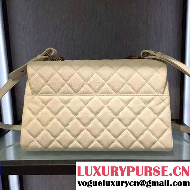 Chanel A93443 Sheepskin Large Trapezio Flap Bag With Handle White Paris 2016 (2A143-6062109 )