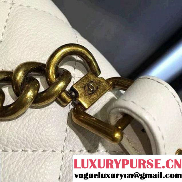 Chanel A93443 Sheepskin Large Trapezio Flap Bag With Handle White Paris 2016 (2A143-6062109 )