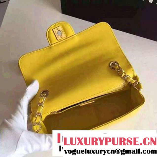 Chanel Clafskin Croco Pattern Small Classic Flap Bag Yellow (FTH-6062201 )