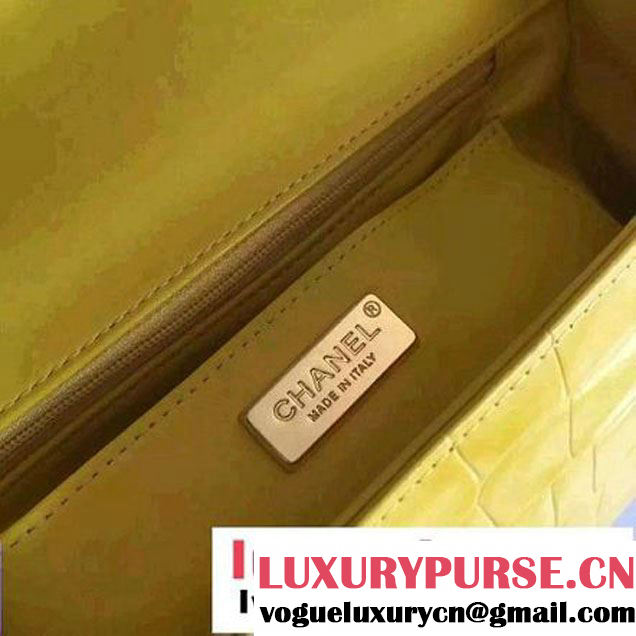 Chanel Clafskin Croco Pattern Small Classic Flap Bag Yellow (FTH-6062201 )