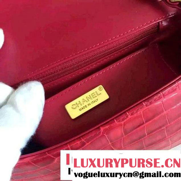 Chanel Clafskin Croco Pattern Small Classic Flap Bag Red (FTH-6062202 )