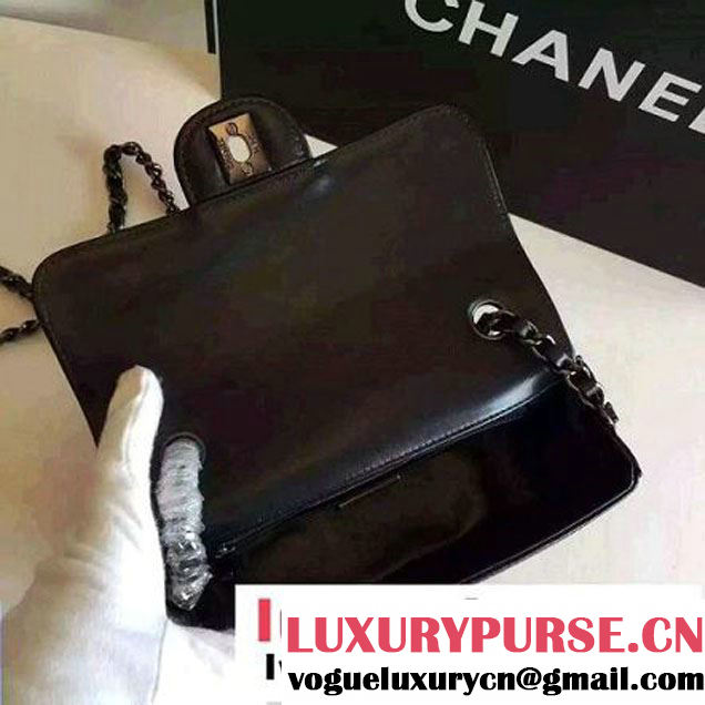 Chanel Clafskin Croco Pattern Small Classic Flap Bag Black (FTH-6062203 )