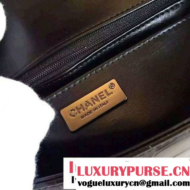 Chanel Clafskin Croco Pattern Small Classic Flap Bag Black (FTH-6062203 )