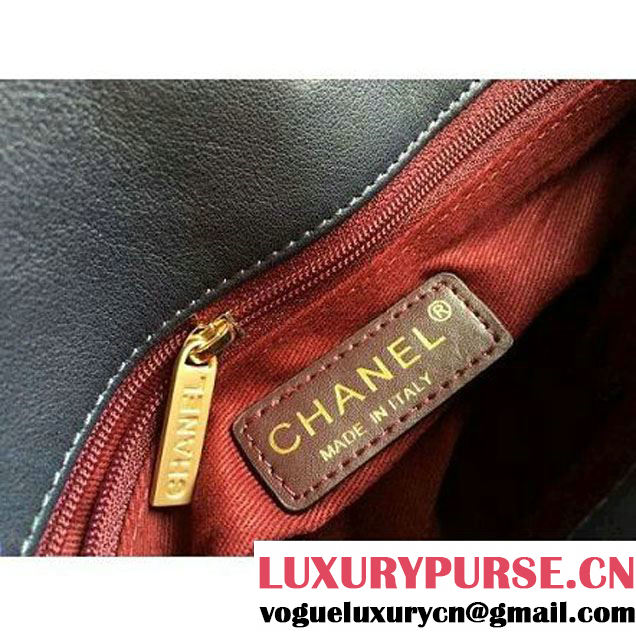 Chanel Calfskin Stitching Quilting Flap Bag Deep Blue 2016 (1A086-6070604 )