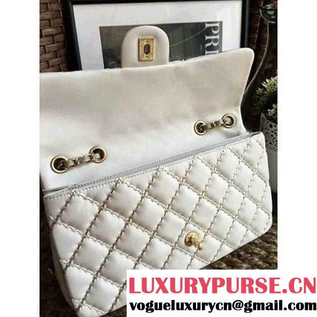 Chanel Calfskin Stitching Quilting Flap Bag White 2016 (1A086-6070605 )