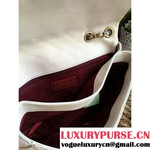 Chanel Calfskin Stitching Quilting Flap Bag White 2016 (1A086-6070605 )