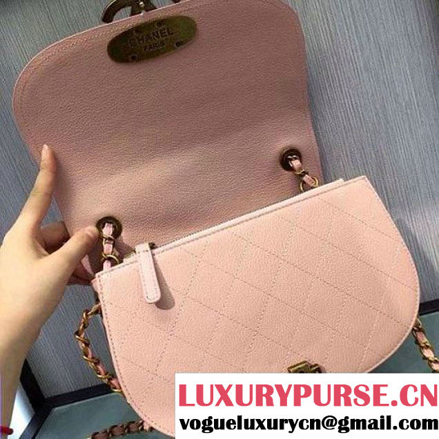 Chanel Coco Curve Flap Messenger Bag A93461 Pale Pink Paris 2016 (2A143-6070612 )